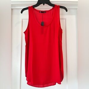 krisa Revolve Brand Chiffon Red Tunic Top Short Sleeve Scoop Neck Size small